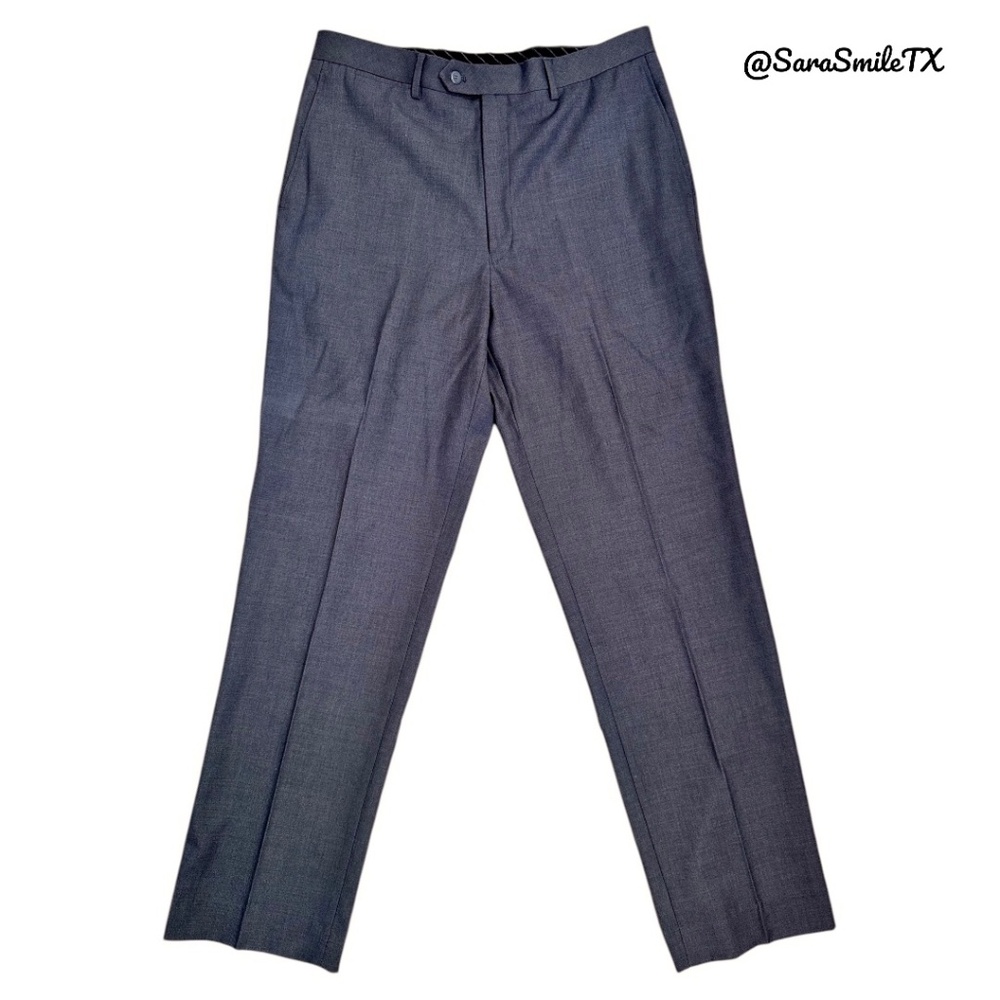 STAFFORD Charcoal Travel Flat Front Classic Dress Suit Pants